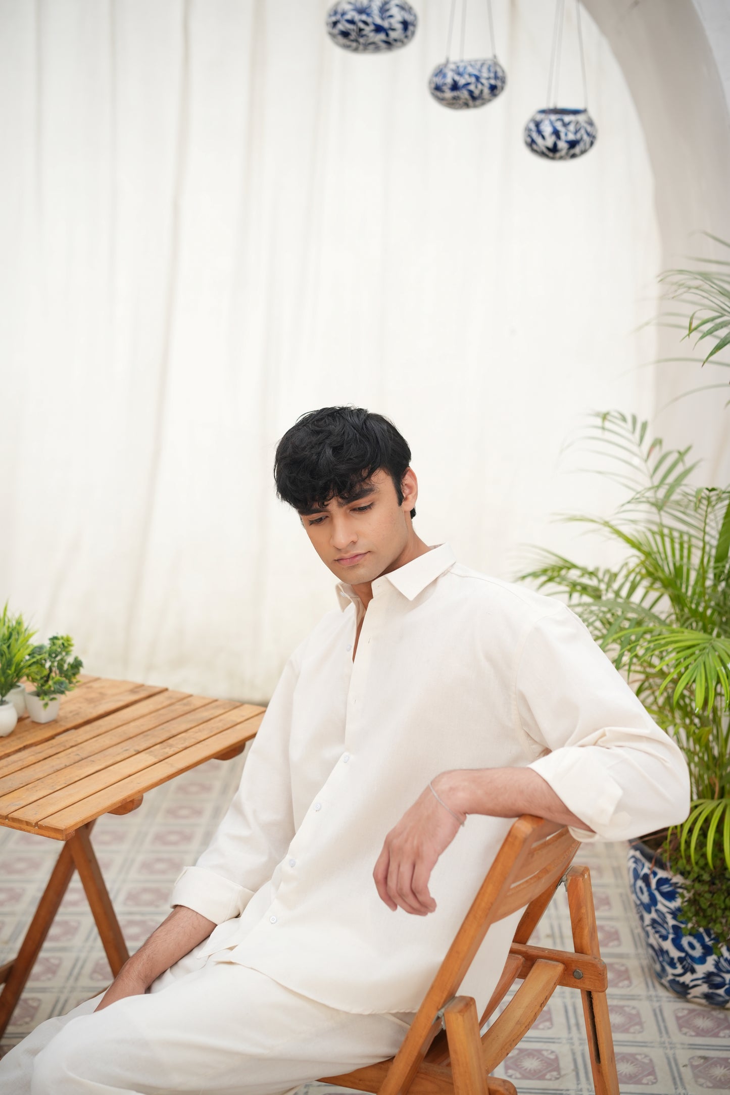 CREAM LINEN FULL SLEEVE SHIRT