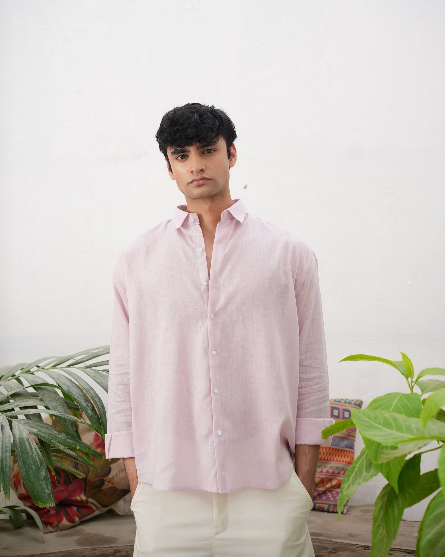 PINK LINEN FULL SLEEVE SHIRT