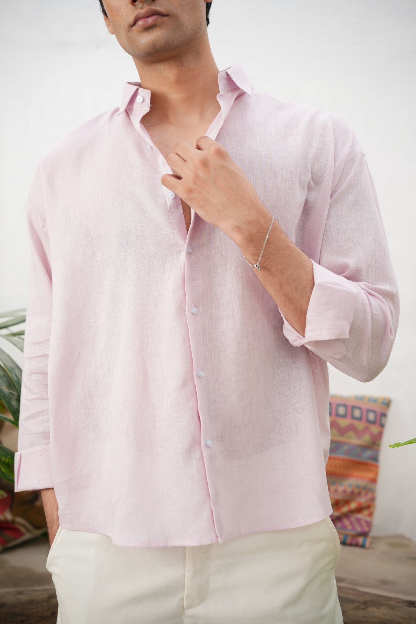 PINK LINEN FULL SLEEVE SHIRT