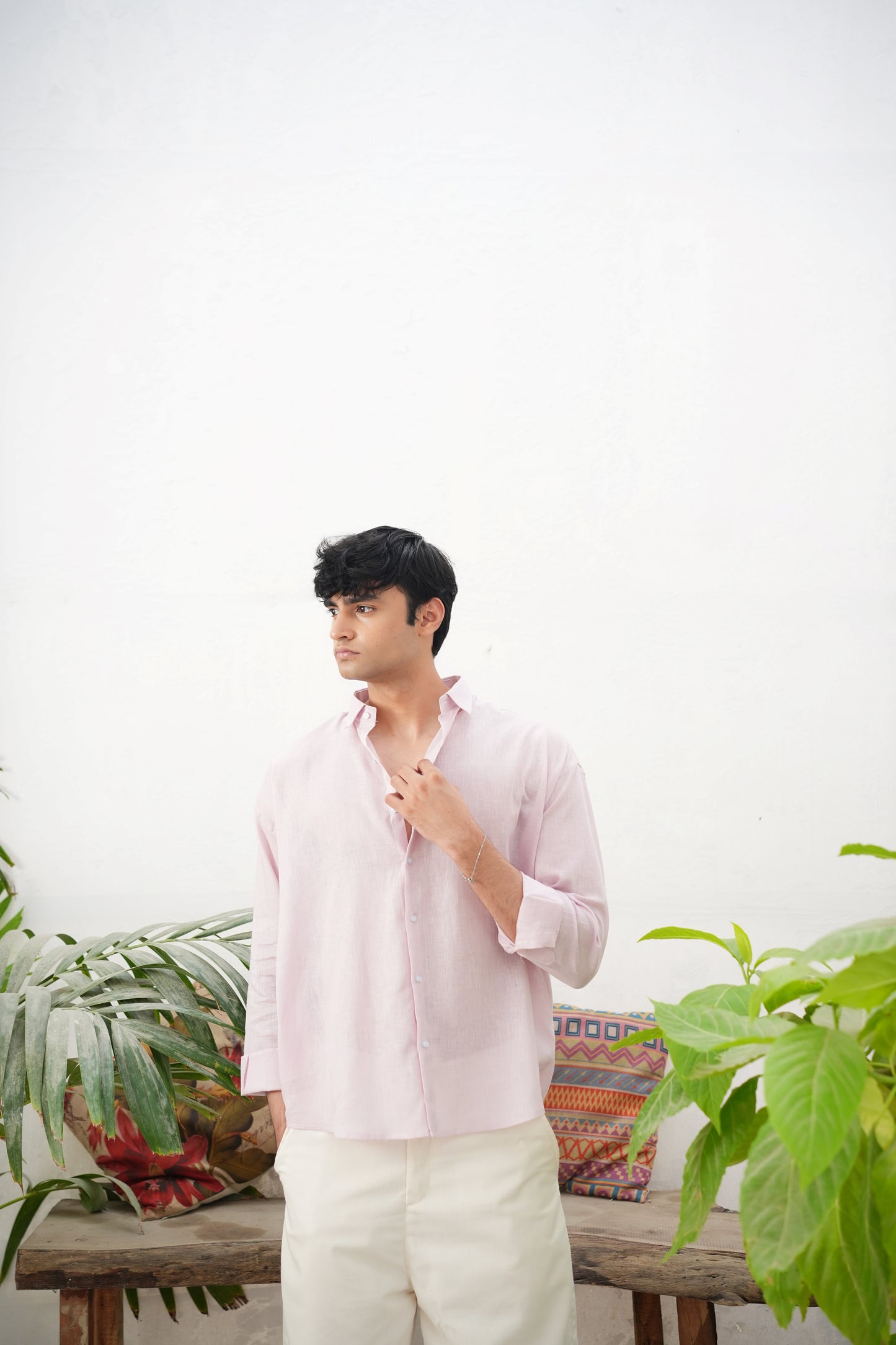 PINK LINEN FULL SLEEVE SHIRT