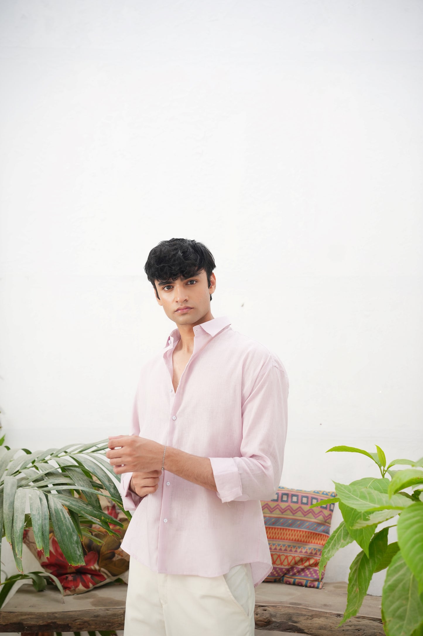 PINK LINEN FULL SLEEVE SHIRT